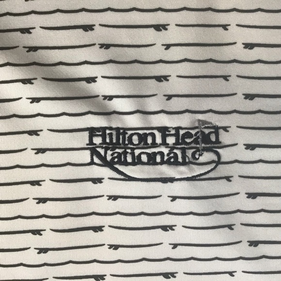Straight Down Mens XL Performance Golf Polo Hilton Head National Surfboard Print - Picture 4 of 8